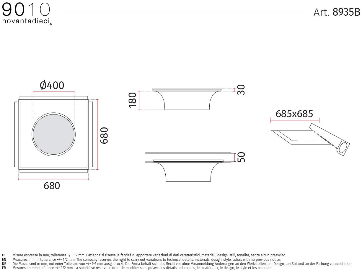 9010 novantadieci Полувстраиваемый потолочный светильник led из cristaly®  8935b  - Вид №2