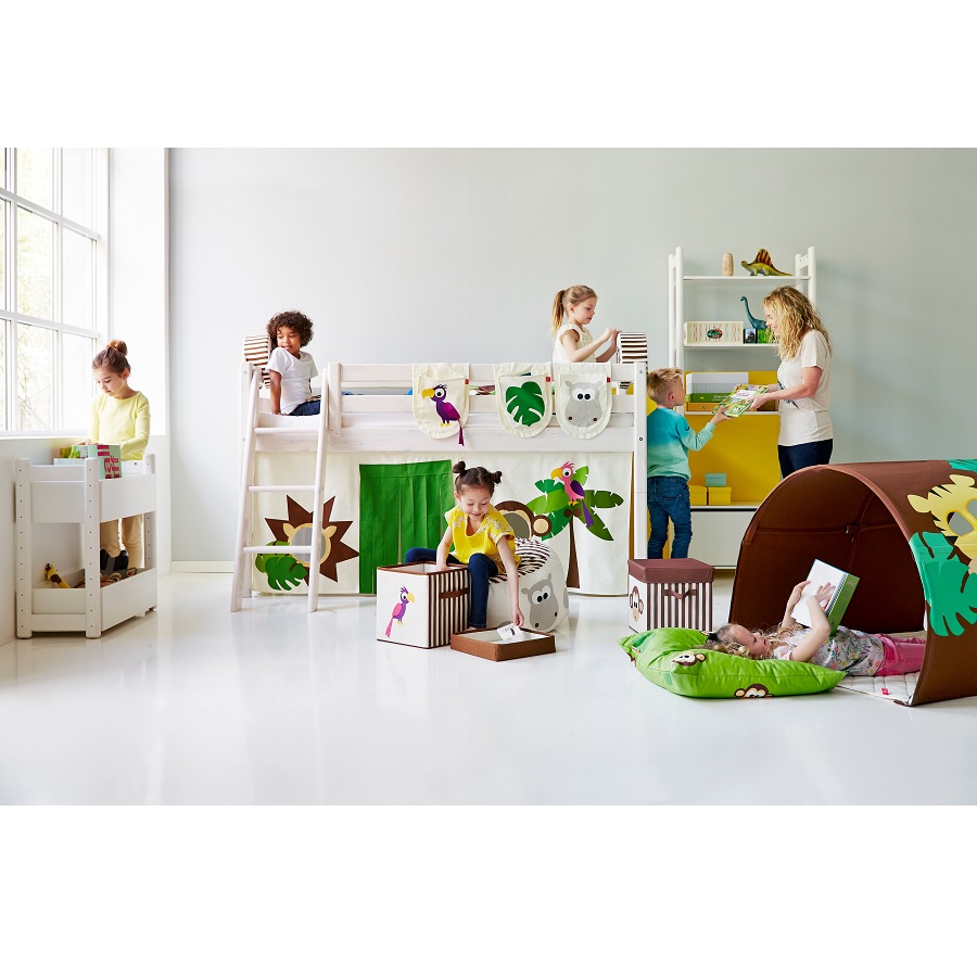 Кровать Flexa Classic с наклонной лестницей, белая, 190 см 9010307201 - Вид №1