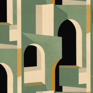 Матовая моющаяся полиэфирная ткань с графическим рисунком