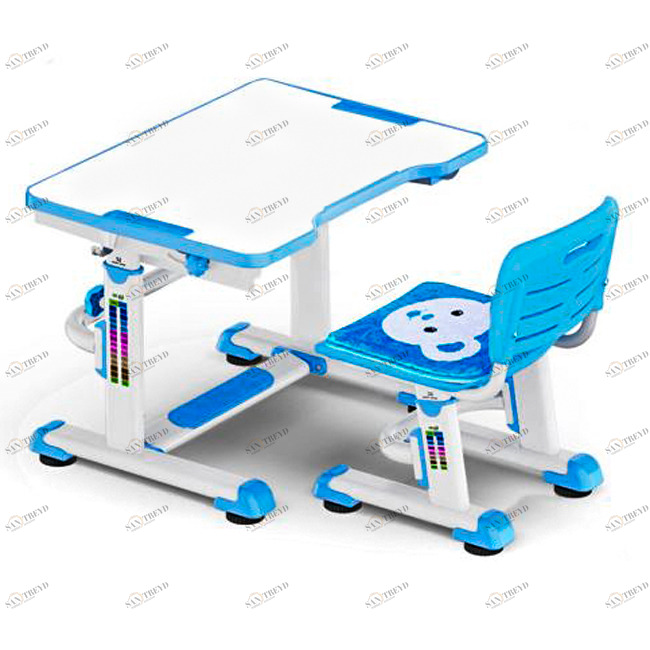 Растущая парта и стул BD-08 Teddy blue белая, синяя MEALUX EVO  336171 Белый;синий Santreyd 