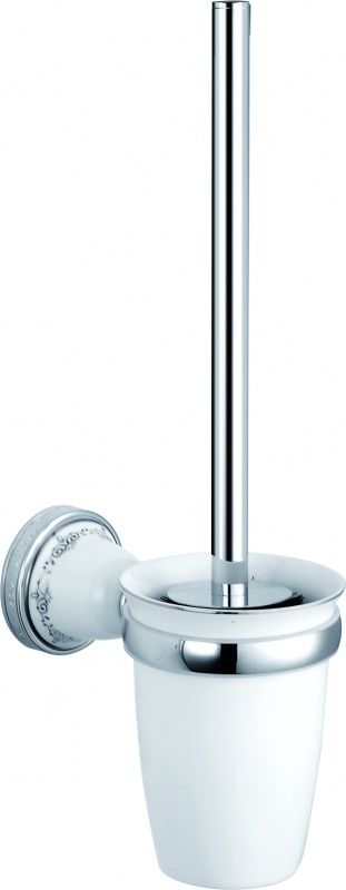 H9750/10CR Sanibano Kleo, настенный керамический ёрш, цвет хром - белая керамика 