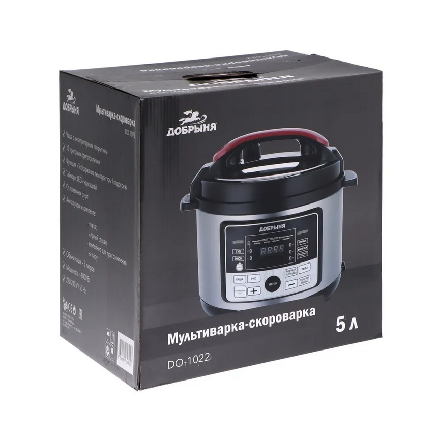 5359359 Мультиварка-скороварка Добрыня DO-1022 серебристый STDN-0143433 - Вид №8