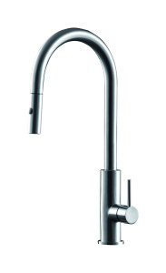 Смеситель для кухни с выдвижной лейкой и боковой ручкой, сталь WE ARE IB ac381ss Brushed Nickel Acciaio