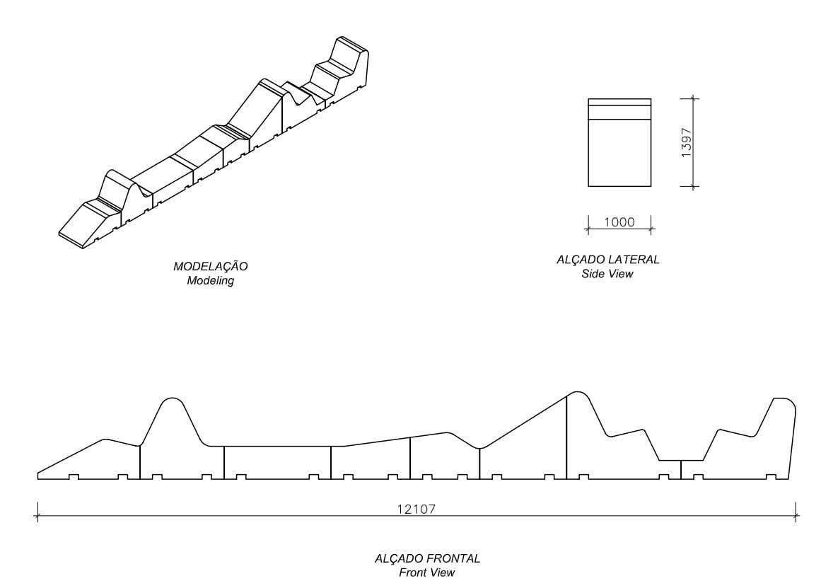 Модульная бетонная скамья без спинки amop Socialplay ARCH-00073712 - Вид №3