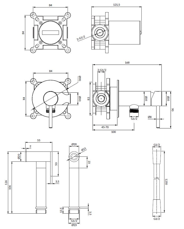 Настенный смеситель для биде с ручным душем OMNIRES Y SYSYBI2 ARCH-00097988 - Вид №9