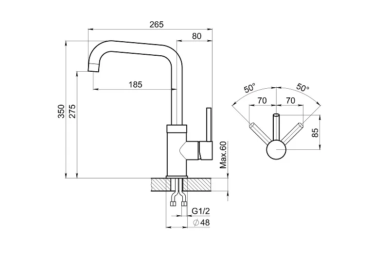 0041, АНТИК (БЕЖЕВЫЙ), СМЕСИТЕЛЬ КУХОННЫЙ GRANULA 41-ST91 - Вид №2