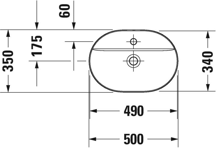 0380502600 Подвесная раковина настенная овальная Duravit Luv - Вид №2
