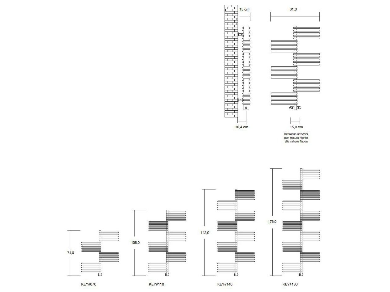 Настенный стальной полотенцесушитель с горячей водой Tubes основы ARCH-00127023 - Вид №2