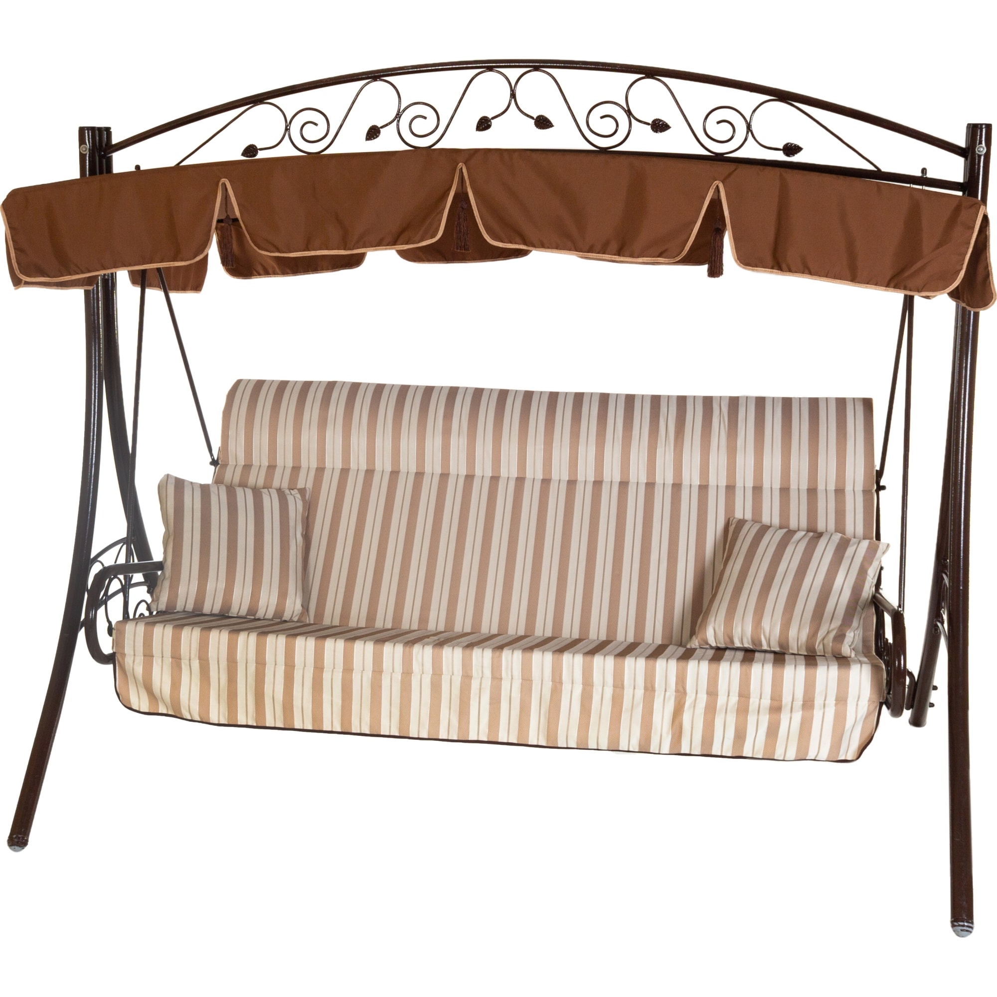 82492359 Качели садовые Элит 3-х местные (до 280 кг) темно-коричневый/ бежевый Santreyd 