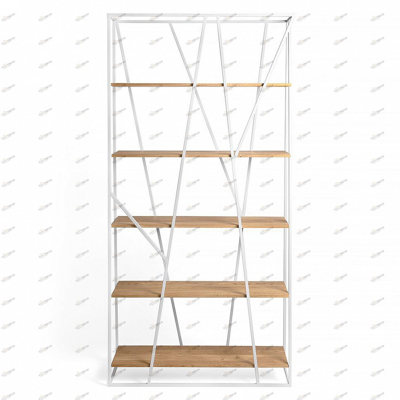 Стеллаж металлический белый, темный дуб Powell white INTELLIGENT DESIGN  260752 Белый;коричневый 