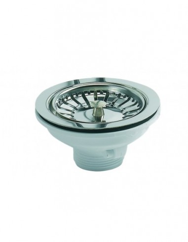 435600 000 00  Слив для раковины с корзиной, Д. 90 мм, Д. чаши 113 мм, зажим 0/18 мм, нержавеющая сталь Valentin Сталь  - Вид №1