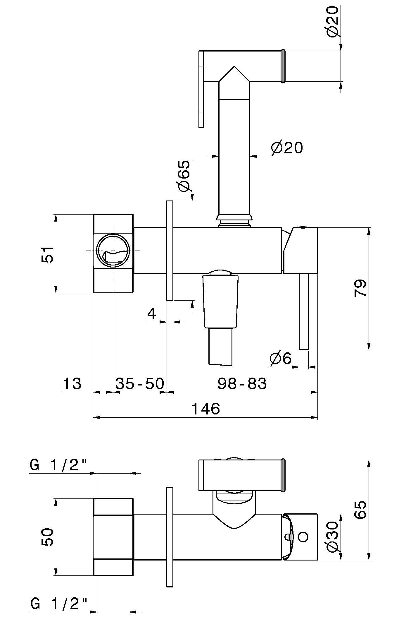 Однорычажный смеситель для биде-гидроскоп Newform ГИДРОСКОПЫ ARCH-00052047 - Вид №2