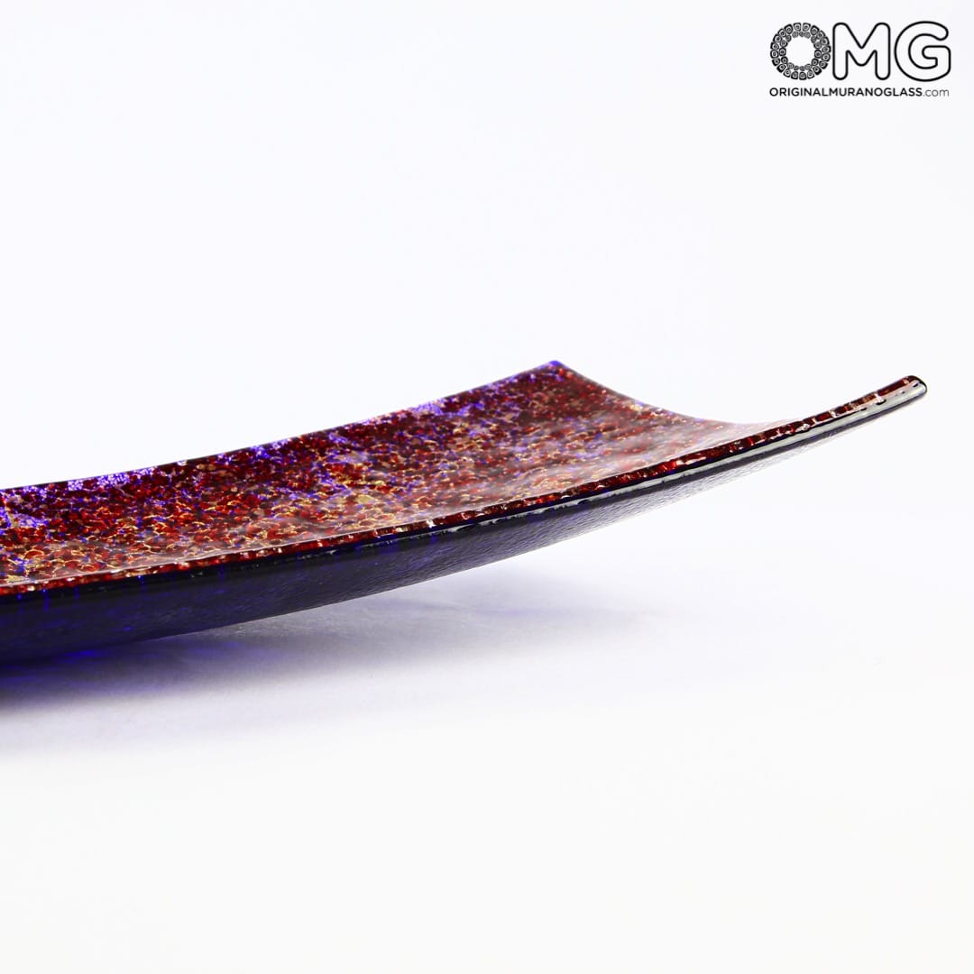 2496 ORIGINALMURANOGLASS Прямоугольное красное блюдо с золотом - мураснкое стекло - Original Murano Glass OMG 60 см  - Вид №1