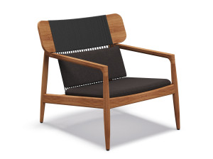 Садовое кресло из тикового дерева и ткани с подлокотниками