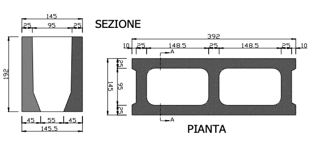 Однокамерный бетонный вибро-сжатый блок для кладки Gallotta Монокамера ARCH-00090423 - Вид №2