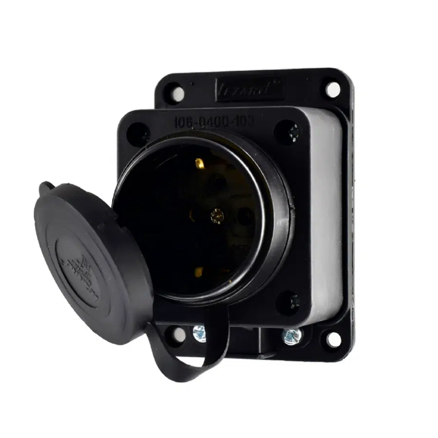 Розетка наружной уст. прямая с заглушкой 2Р+РЕ 1х16А 220-240V черный LEZARD 106-0400-0103 - Вид №8