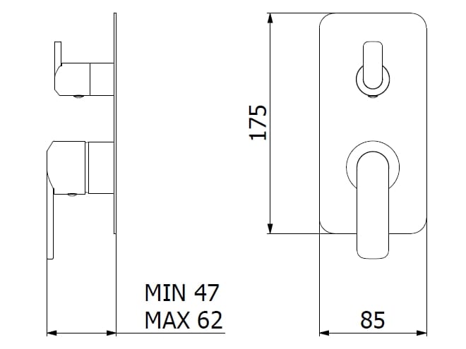 Однорычажный смеситель для душа с 2 отверстиями и переключателем IB C-67 ARCH-00147339 - Вид №13
