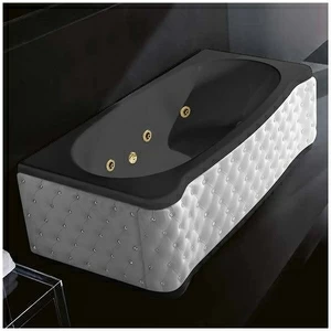 Ванна Gruppo treesse New Classic Young STX-V674B-DX-KBS-CZ чёрная с золотой фурнитурой гидромассажем и дезинфекцией прямоугольная правая белая кожа кристаллы сваровски