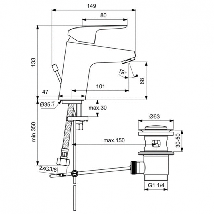 B1707AA Смеситель для раковины Ideal Standard CERAFLEX  - Вид №5