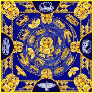 10633883 МД Нины Ручкиной Платок сувенирный "Пермский звериный стиль" 90х90см Ткань