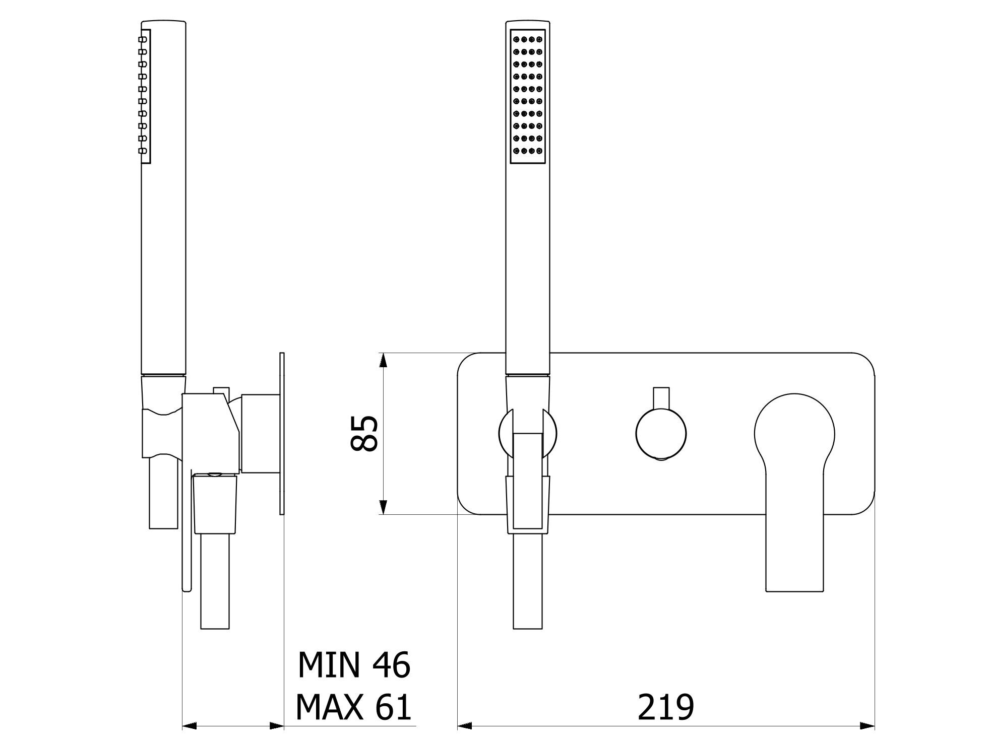 Смеситель для душа с 3 отверстиями и ручным душем IB WhyNot? ARCH-00056638 - Вид №2
