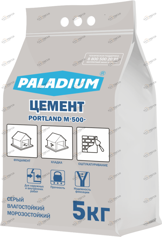 PL-PC/5 Цемент М-500 Серый, 5 кг Paladium 