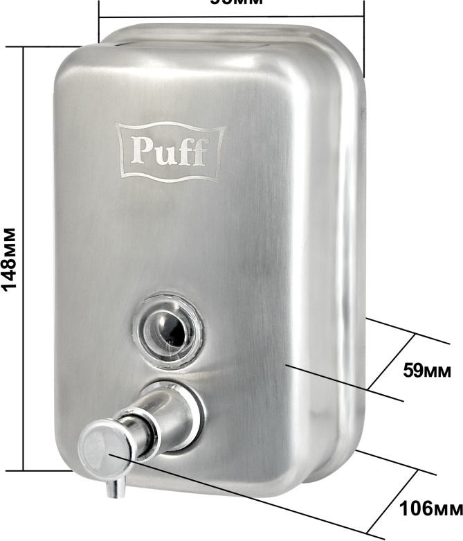 1402.095 Дозатор для жидкого мыла из нерж стали матовый антивандальный 8605m PUFF  - Вид №8