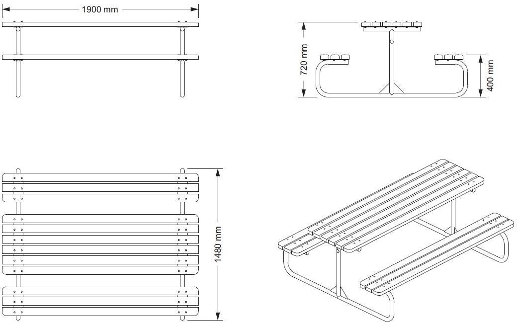 ENCHO ENCHEV - ETE Стол для пикника из металла и дерева со встроенными скамейками  113  - Вид №5