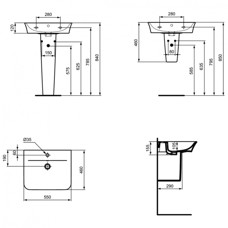 E074801 Полуколонна Ideal Standard CONNECT AIR - Вид №7