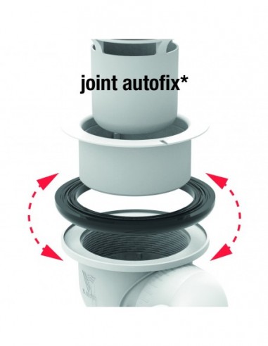 568000 000 00  Душевой желоб Д. 90 мм, круглая металлическая крышка, выход горизонтальный, уплотнение Autofix, NF, хром. Valentin Хром  - Вид №2