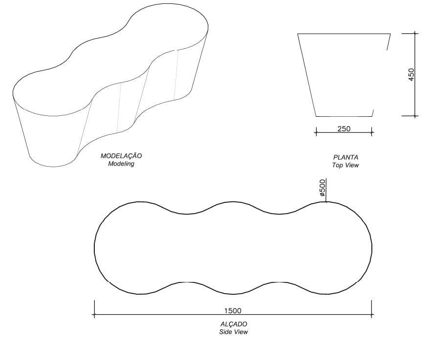 Бетонная скамья без спинки amop основы ARCH-00010855 - Вид №2