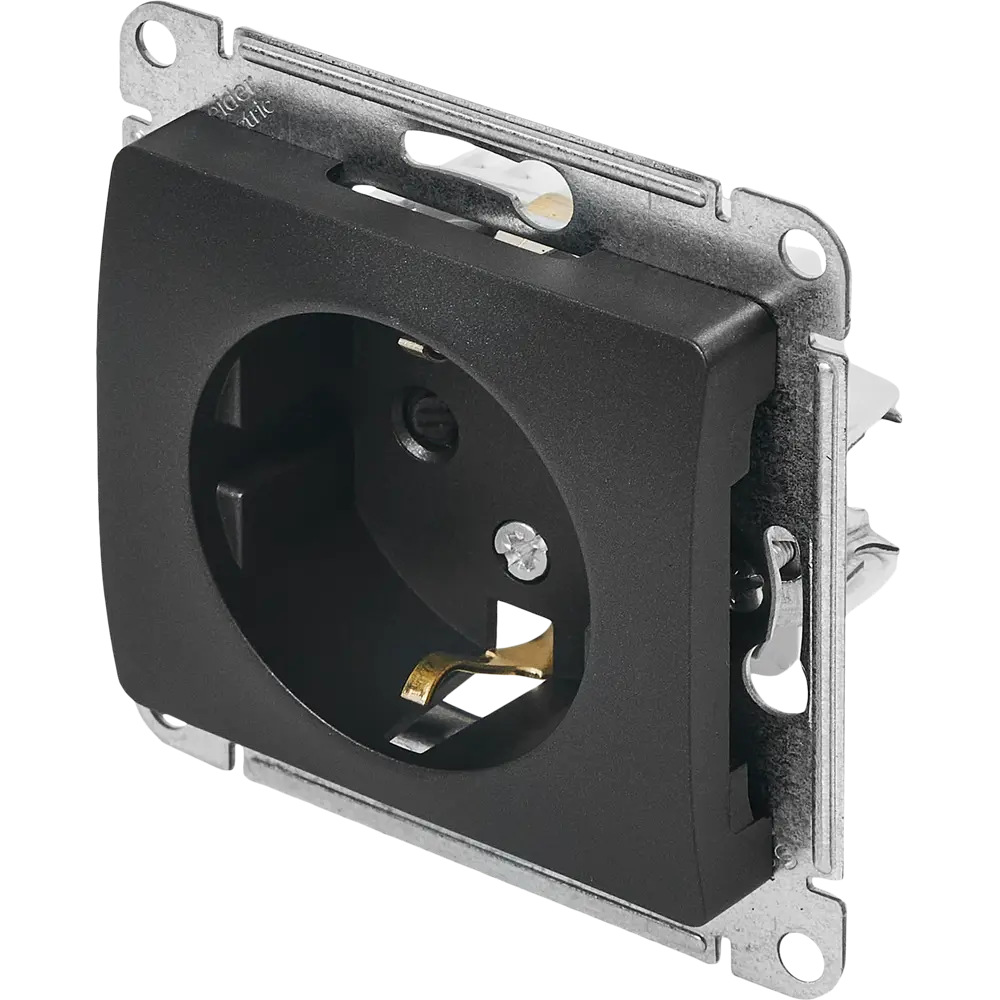 Schneider Electric Glossa - розетка с заземлением и защитными шторками антрацит 86710197 STLM-1513744 - Вид №1