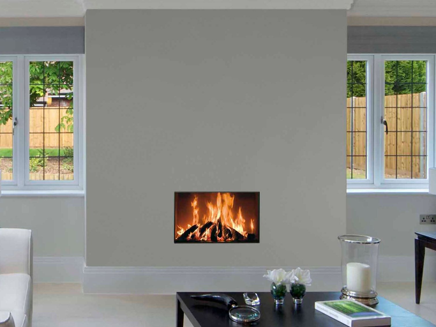 Встроенный дровяной камин на стене KALFIRE W85/40F ARCH-00034127