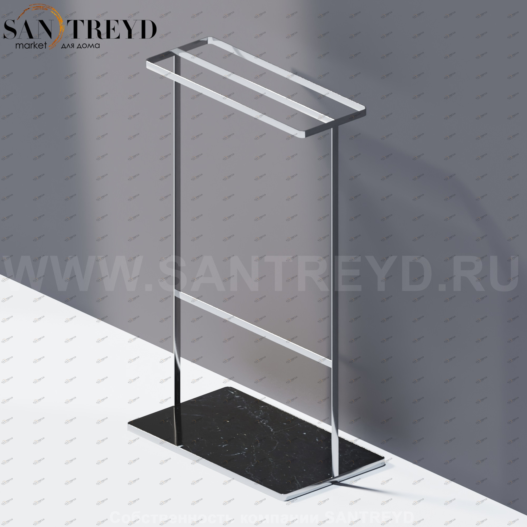 Agape MEMORY Полотенцедержатель напольный из черного мрамора в хромированном каркасе AMEM862ANM