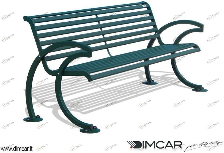 DIMCAR Металлическая скамейка в классическом стиле с подлокотниками и спинкой  435 