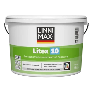 Краска для стен и потолков моющаяся Linnimax Litex 10 матовая цвет белый база A 9 л
