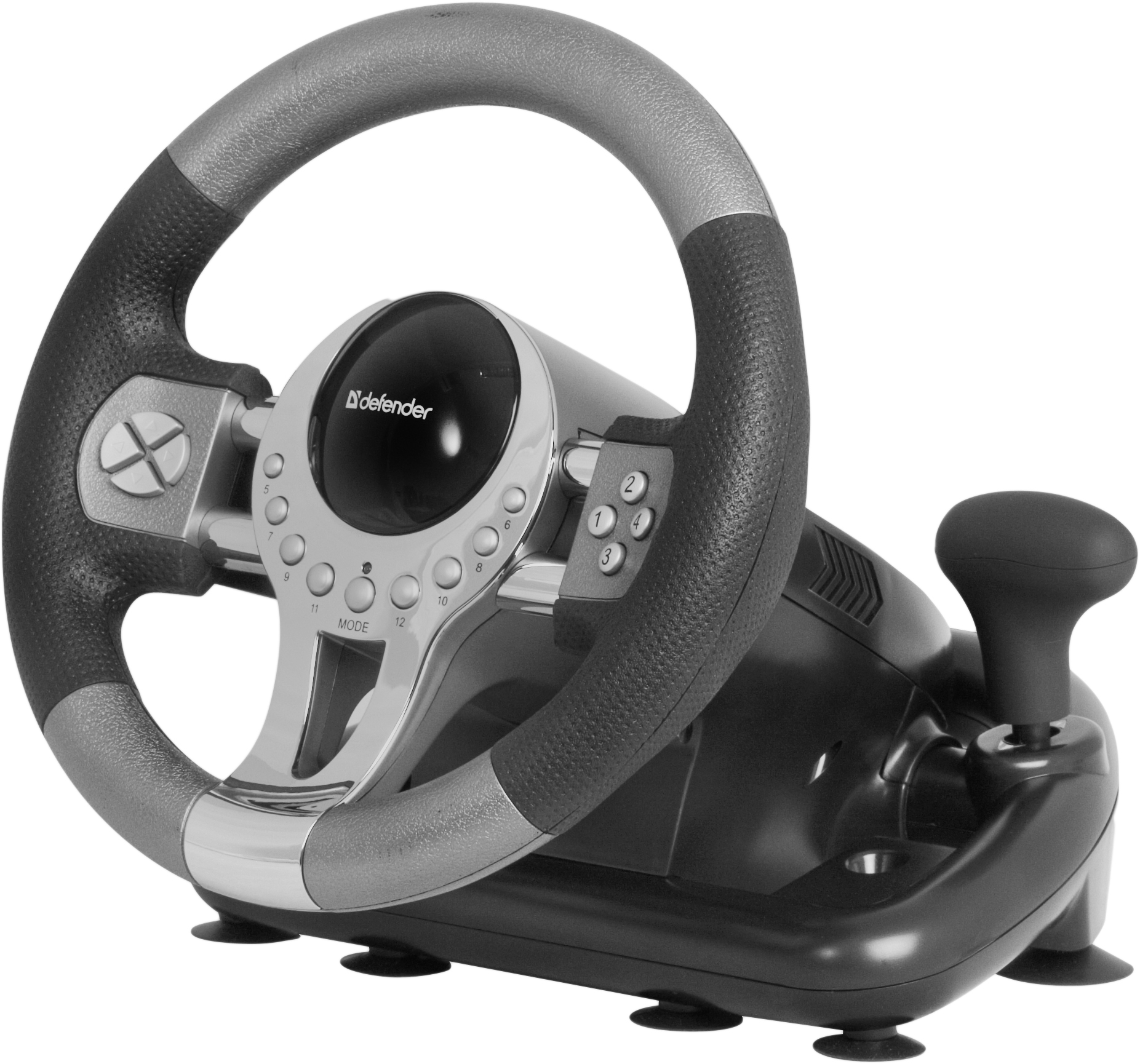 64367 игровой руль forsage gtr usb, 12 кнопок, рычаг передач Defender Santreyd  - Вид №1
