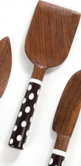 10641922 Mackenzie-Childs Набор сервировочных ножей для сыра Dotty 3пр.15см Дерево 