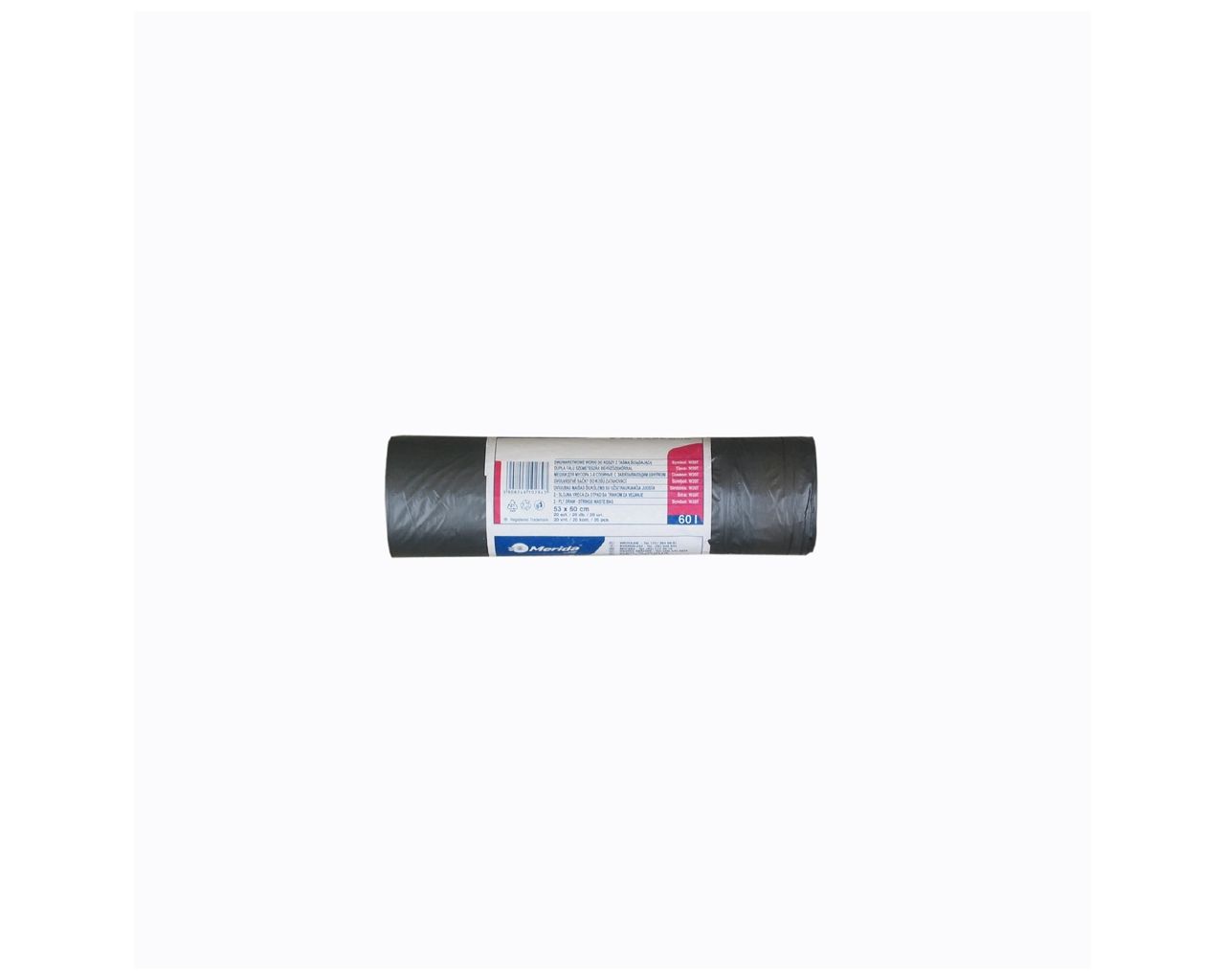 W30T Одноразовые мешки для мусора с кулиской HYGIENIC, 70 x 75 см, вместимость 60 л, в рулоне 15 шт., ЧЕРНЫЕ, HDPE/LDPE Merida 