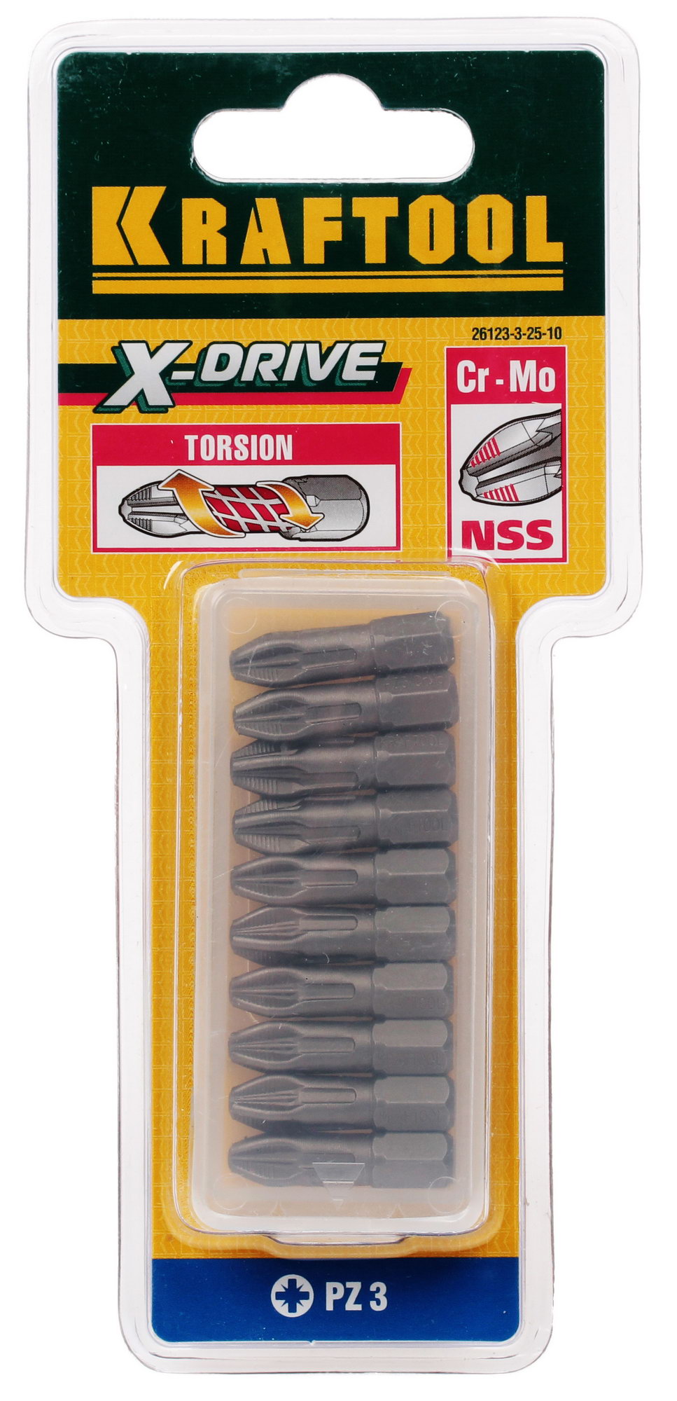 Набор бит KRAFTOOL 26123-3-25-10 1065222 STDN-0129304
