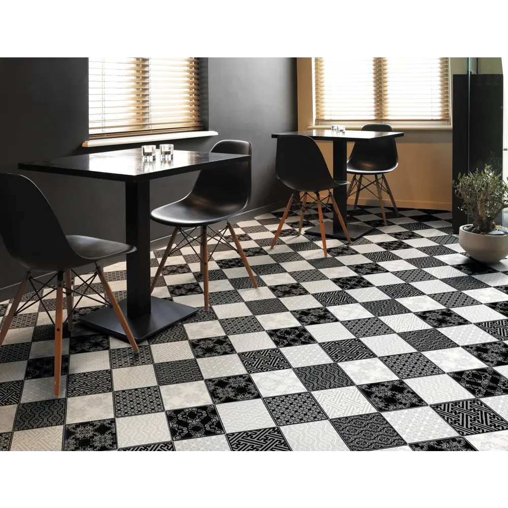 JUTEKS Линолеум «Викторианская шахматка» для гостиных и прихожих 82312400 STLM-0891433 - Вид №5