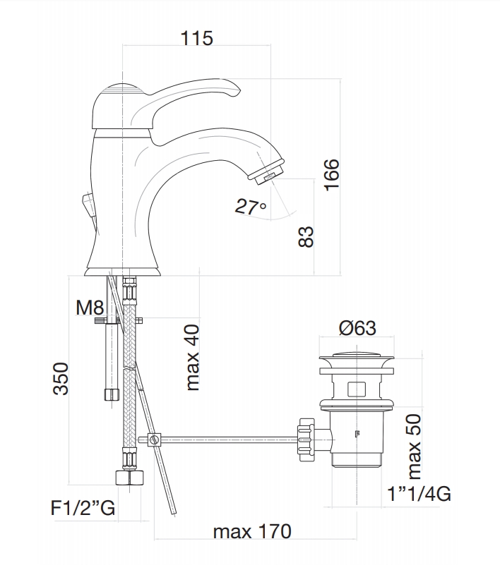 47CR5221 Смеситель на раковину , хром Fiore JAFAR  - Вид №2