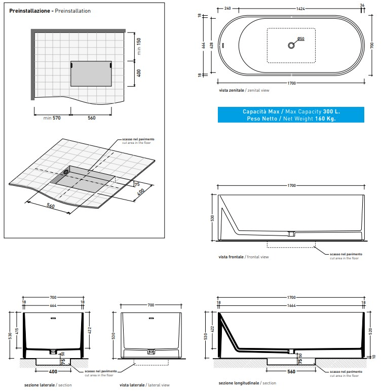 Ceramica Flaminia Овальная ванна из pietraluce® Oval Oval170 - Вид №6