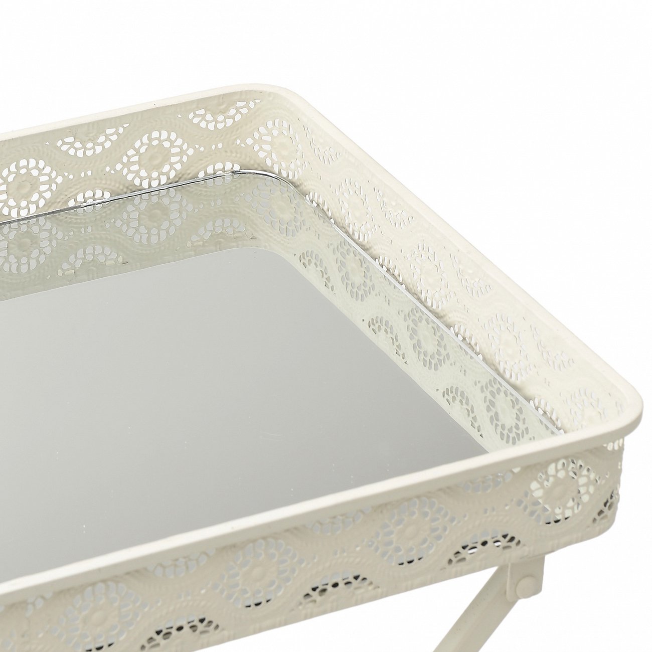 Столик сервировочный с резными бортиками молочный 50 см One TO4ROOMS  213147 Белый;зеркальный  - Вид №2