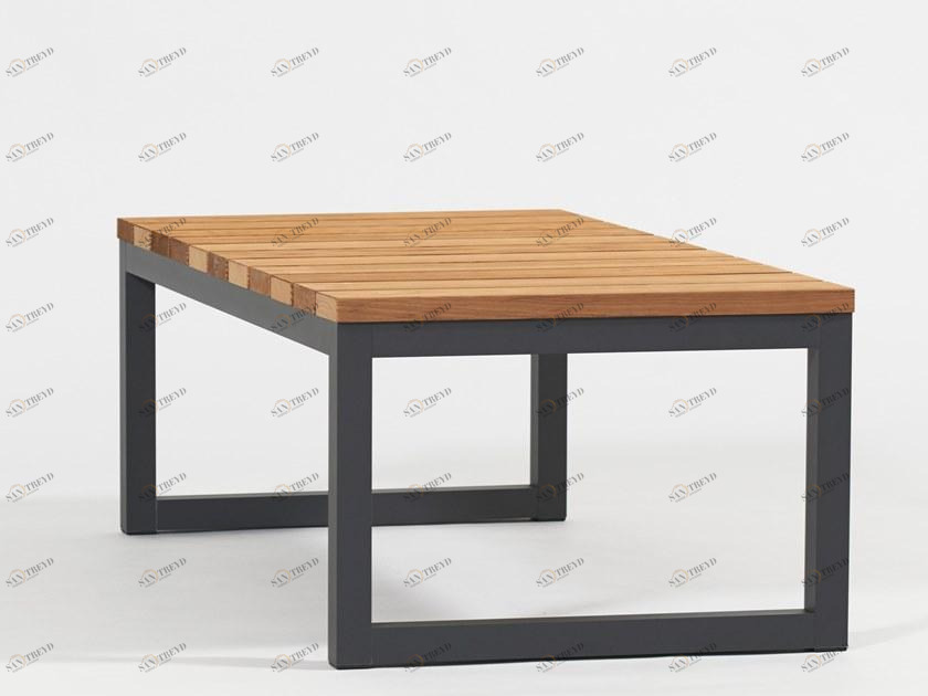 Sachi Низкий прямоугольный журнальный столик из алюминия и дерева Spikes sun-id-1502116