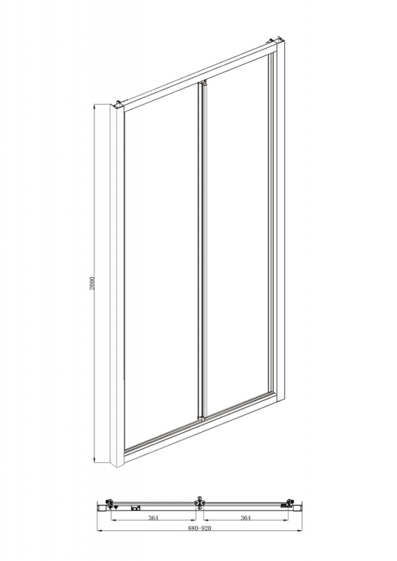 Душевая дверь складная 900*2000 Стекло 5мм easy clean BLACKLINE BD100.4121B bravat  - Вид №3