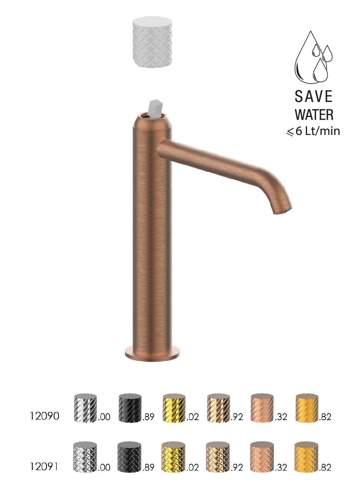 Смеситель для раковины высокого пола с ограничителем расхода Rubinetterie Frattini Pepe XLS ARCH-00125528 - Вид №12