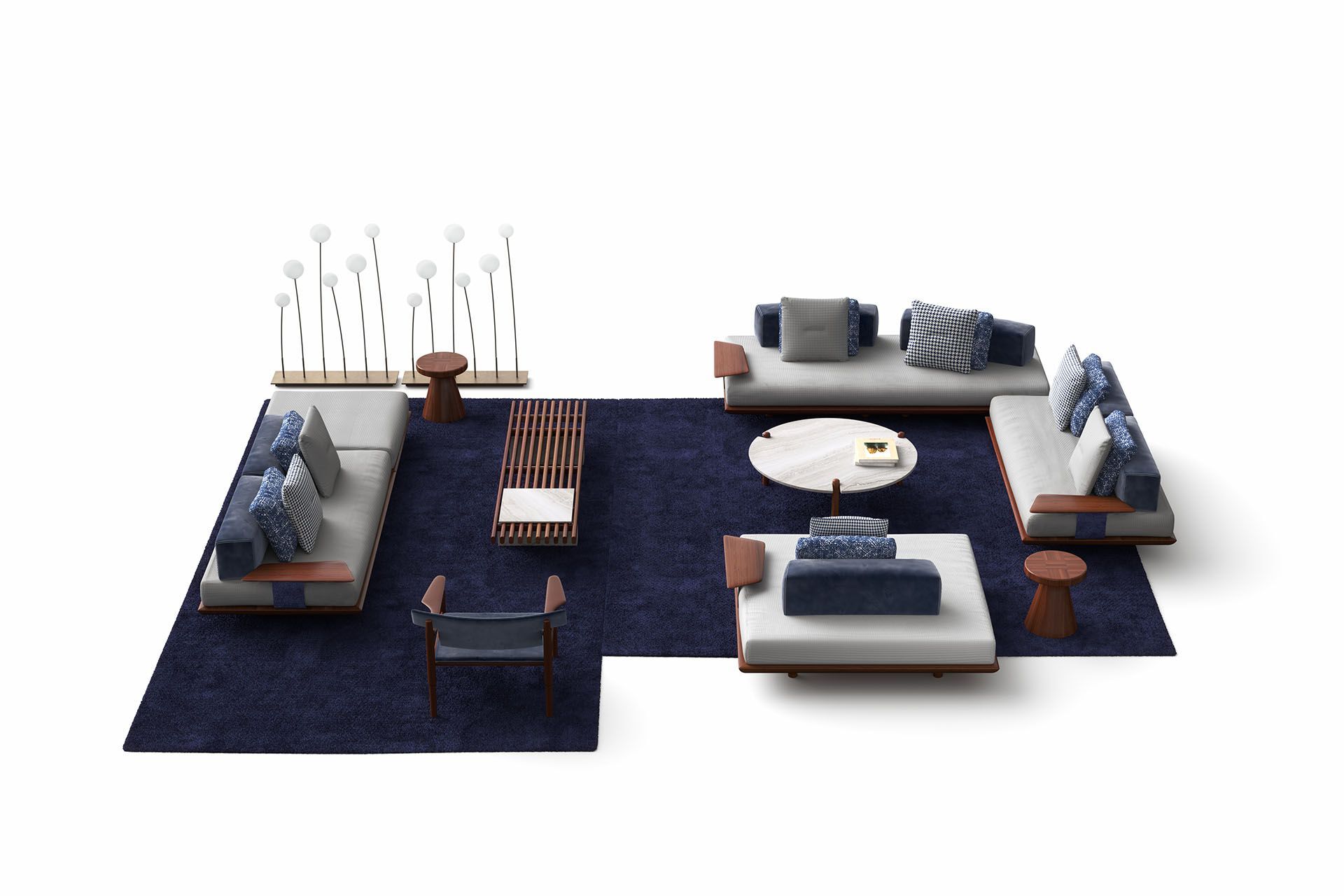 Низкий садовый столик из красного дерева и мрамора Exteta Panarea ARCH-00090767 - Вид №17