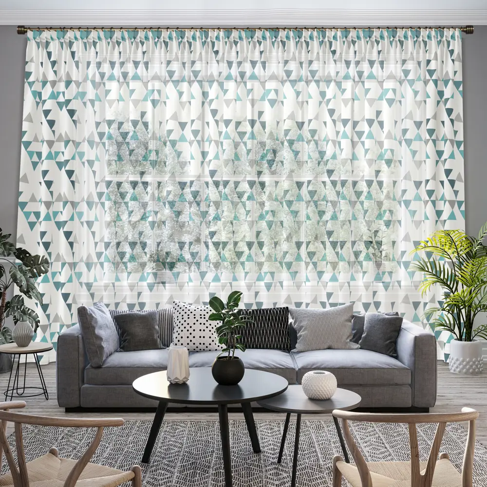 Тюль на ленте Ромбы 250x260 см цвет бирюзовый GARDEN STLM-2131647 - Вид №4