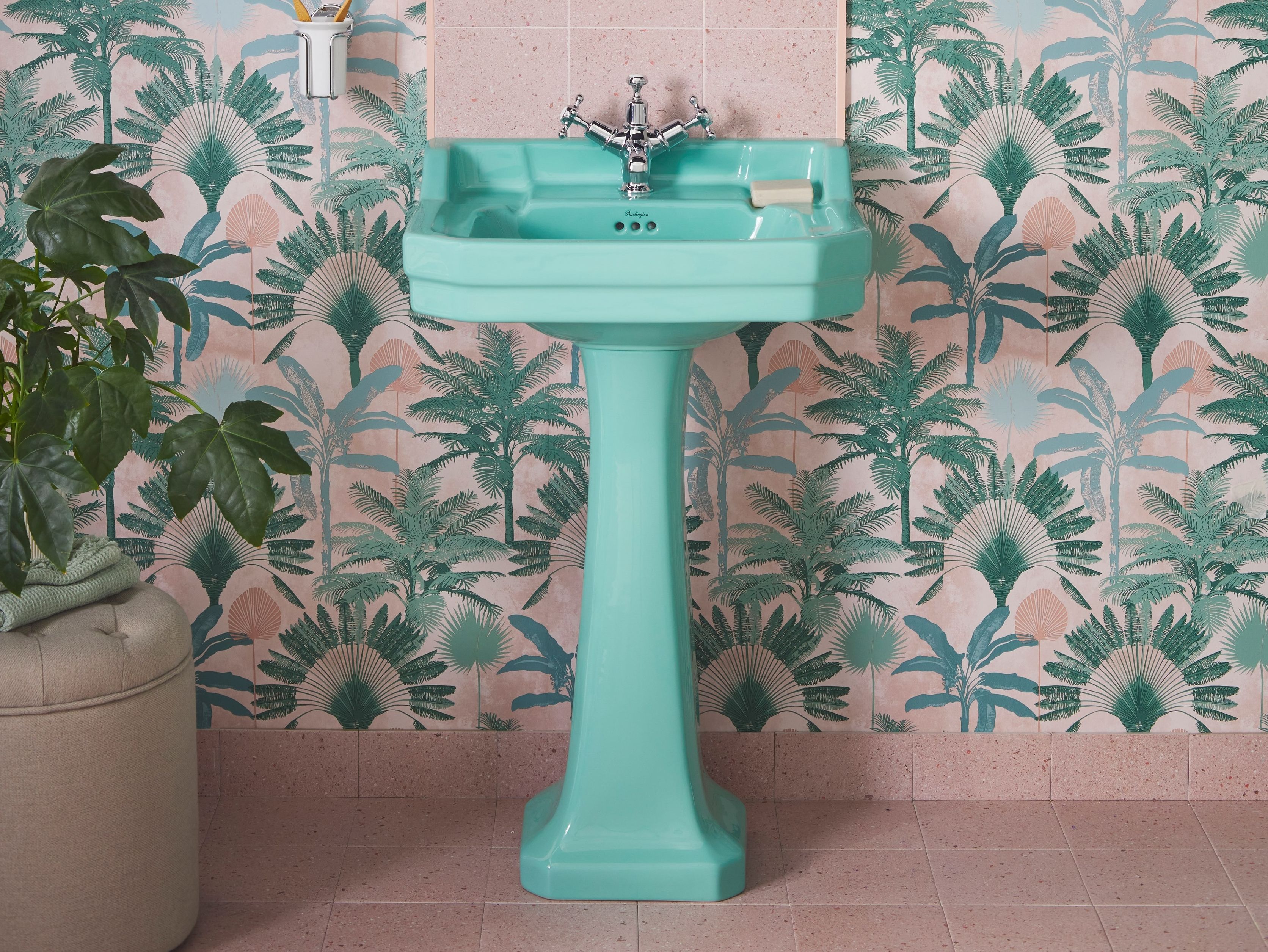 Прямоугольный умывальник из стекла на колонне Burlington На заказ ARCH-00055802